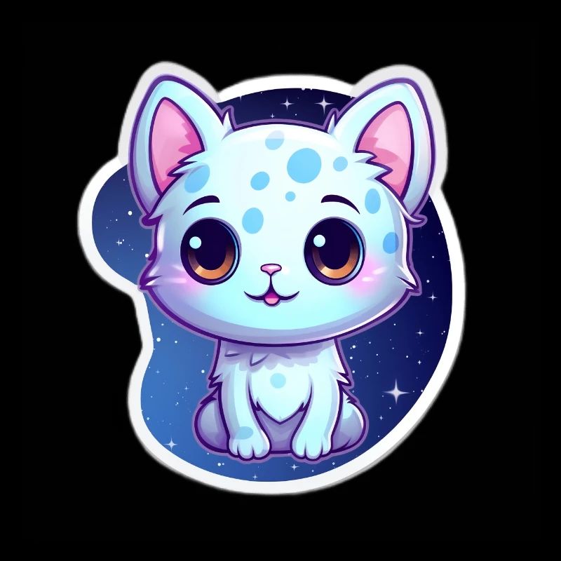 « Kitty Galaxy: Dessin animé mignon flottant dans l’espace »