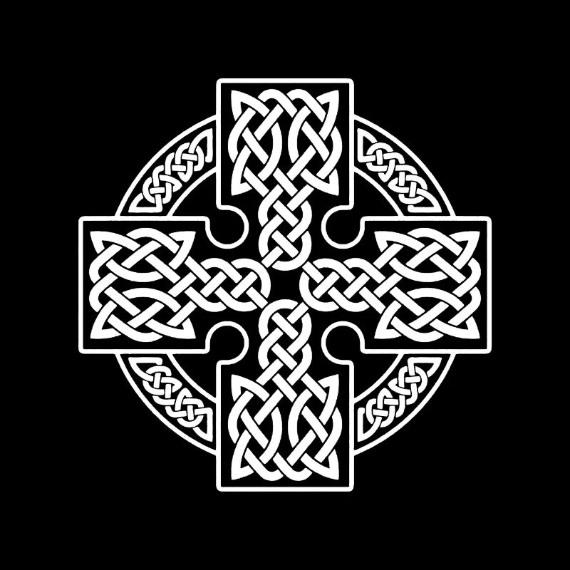 White braided circular Celtic cross