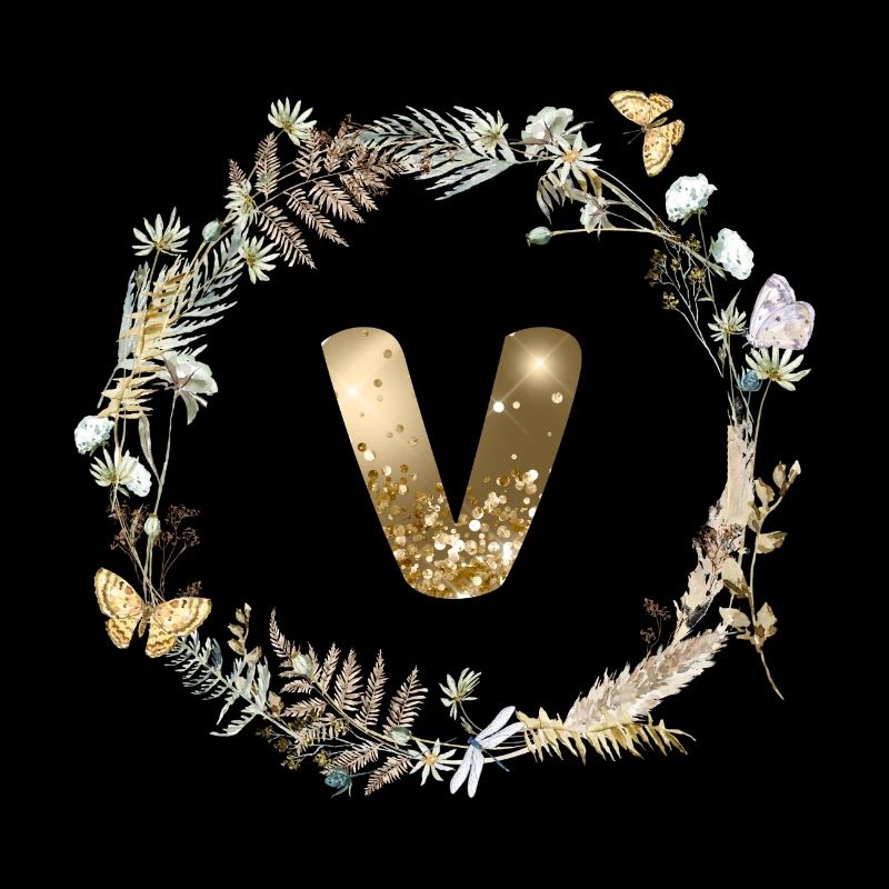 V Monogramm Glitter Boho Kranz