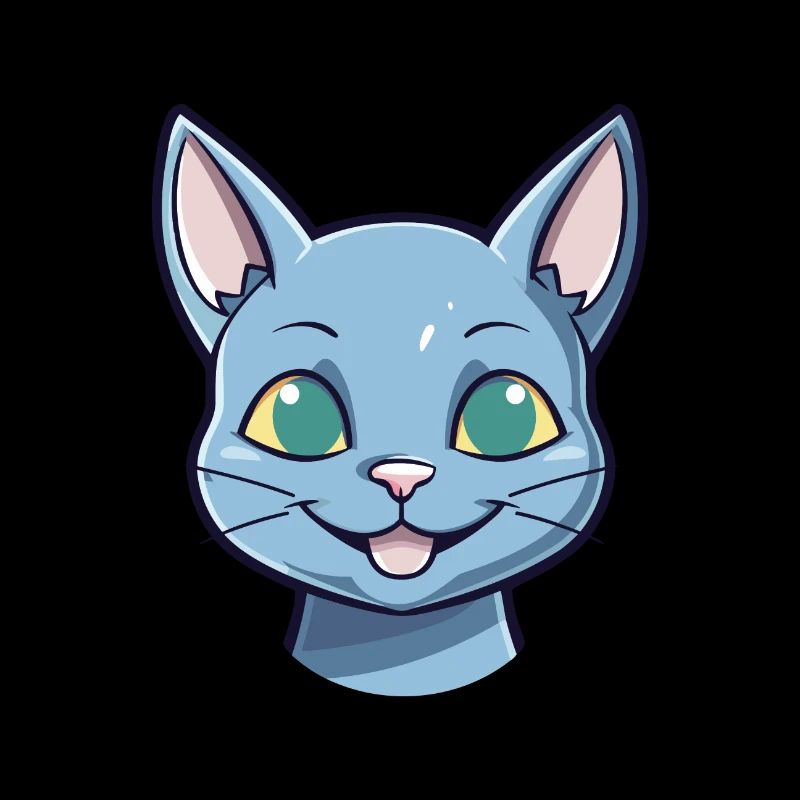 Illustration d’aquarelle de bande dessinée de chat bleu russe