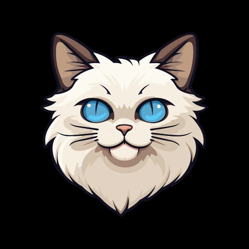 Birman chat sacré dessin animé illustration à l’aquarelle