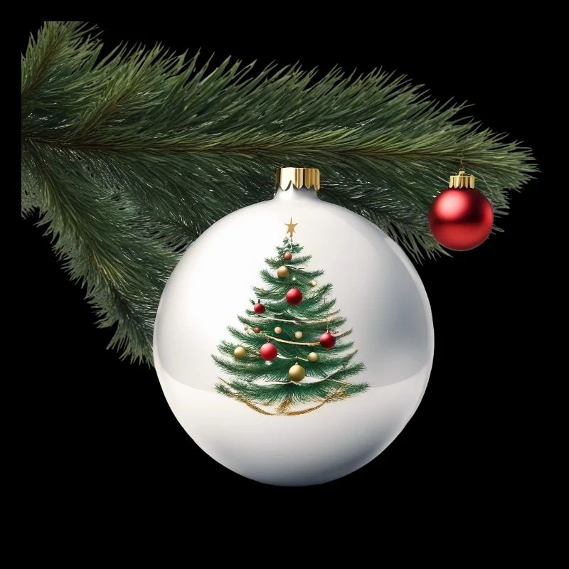 Weihnachtskugel mit Tannenzweig