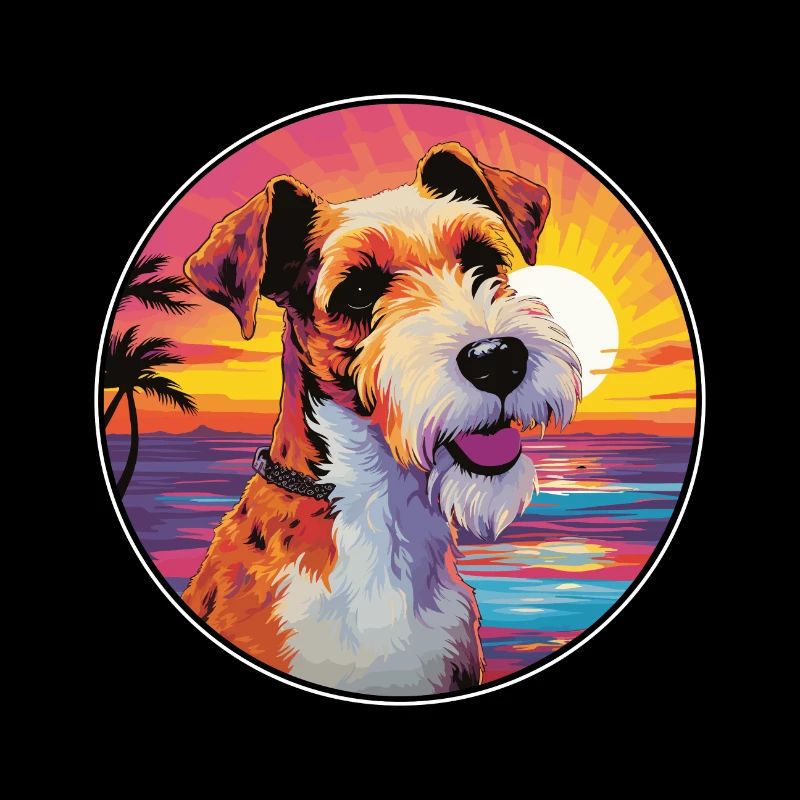 Draht Foxterrier Hunderasse Bunte Karikatur Wasserc