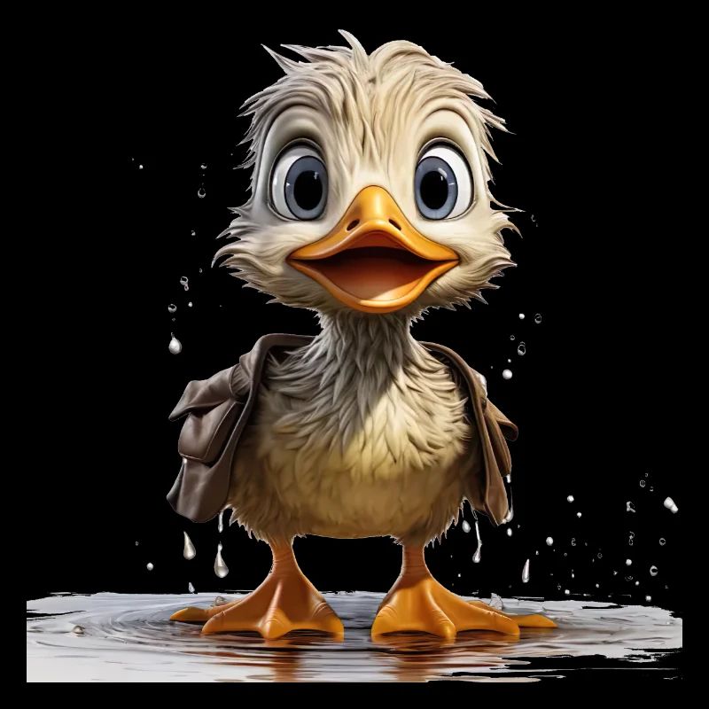 Funny duck soaking wet
