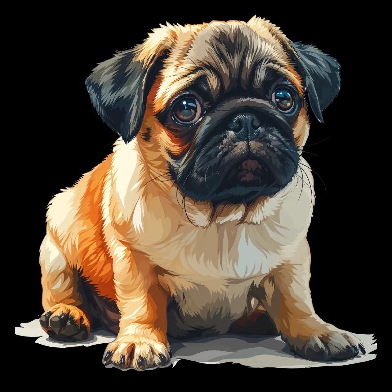 Mops Welpen sitzend