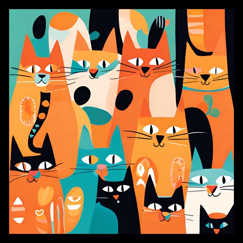 Boho Cats Abstract Plants