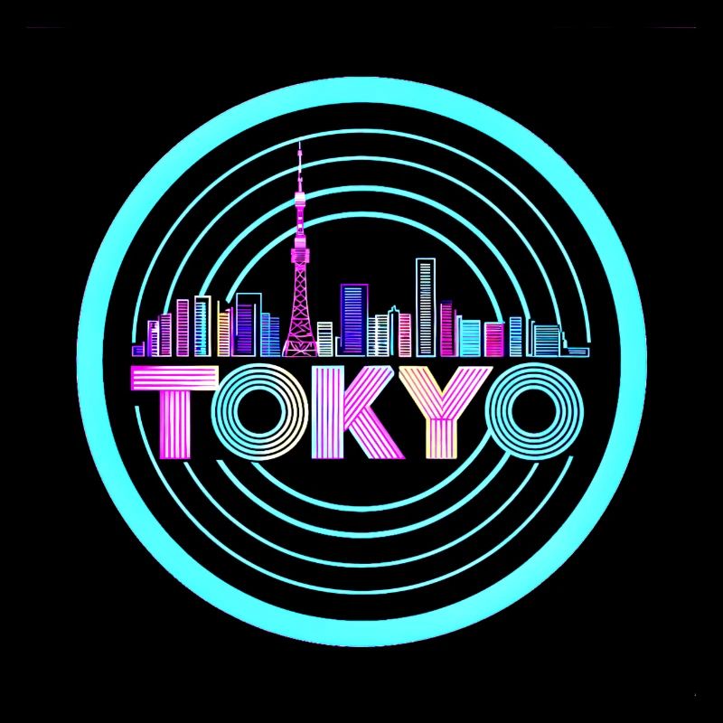 Tokyo Skyline1980 ' s Synthwave rétro néon Tee
