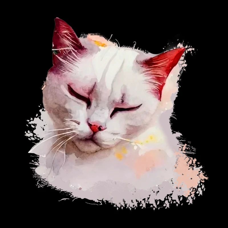 Cute White Cat Sleeping Tshirt