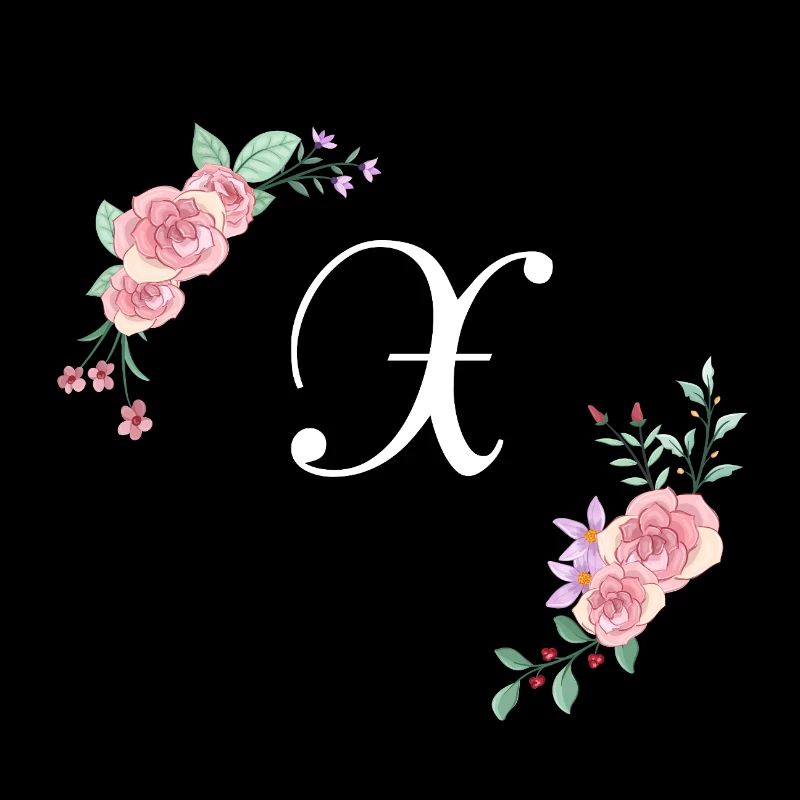 Lettre x florale rose
