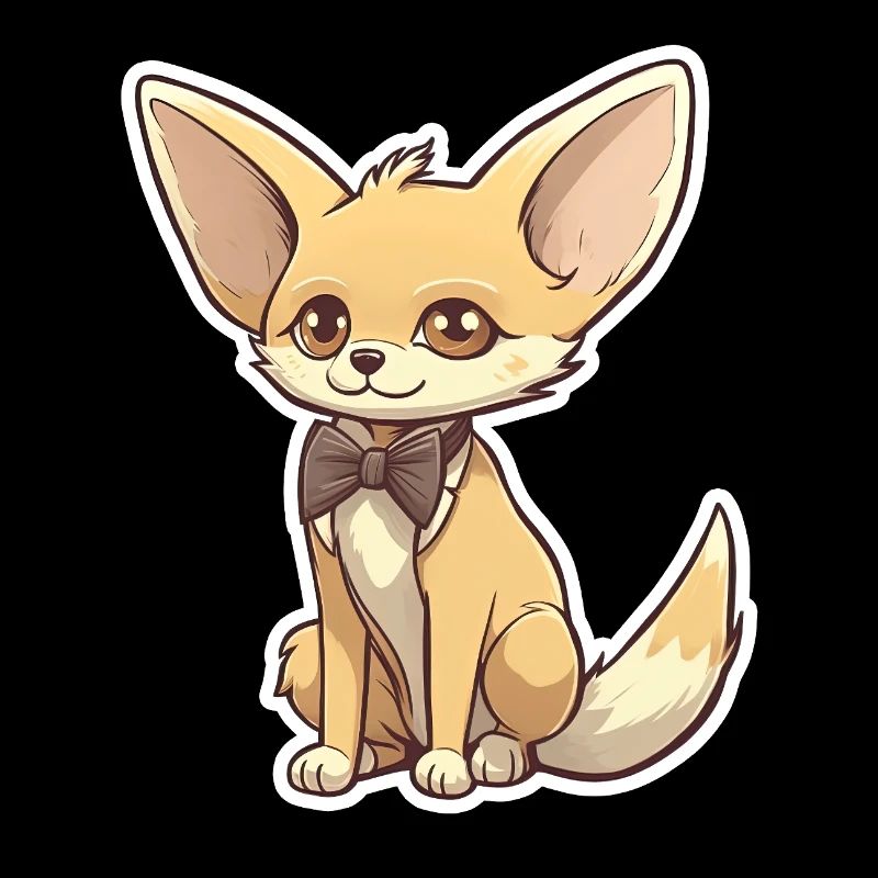 A cute fennec fox wearing a bowtie