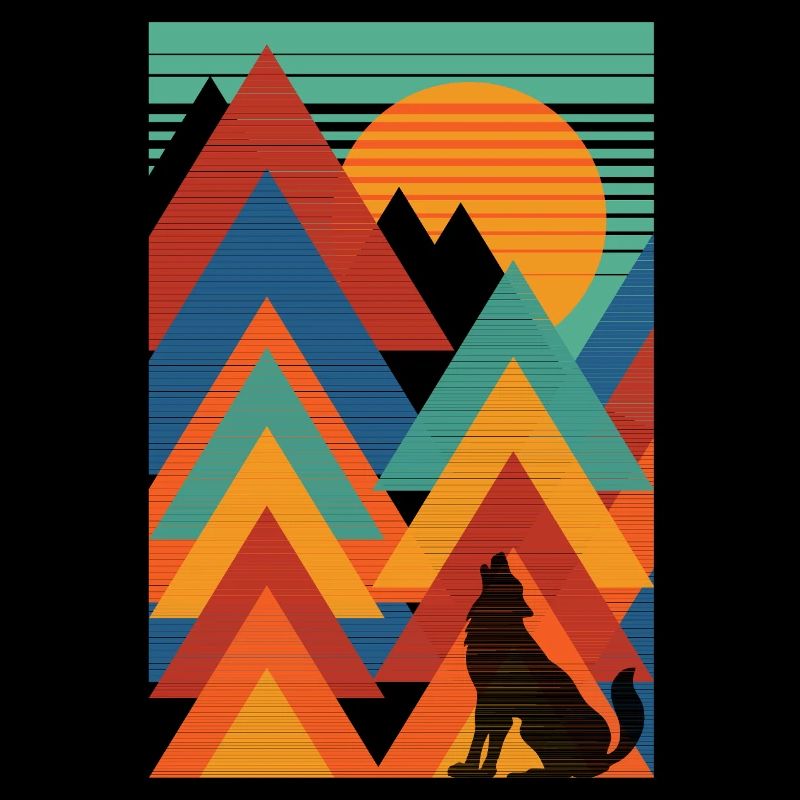 Paysage (loup, triangles)