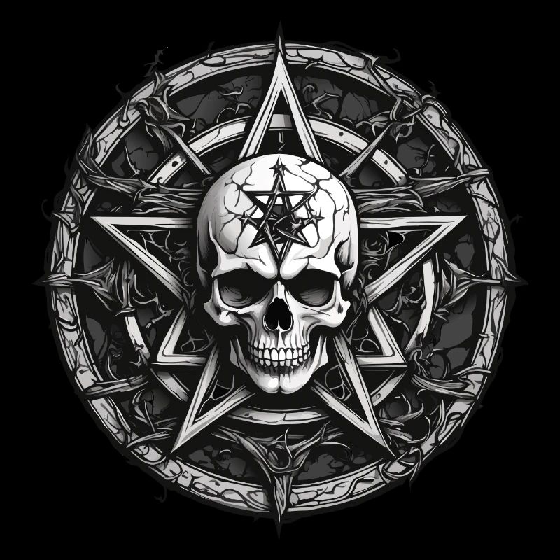 Crâne avec pentagramme de style gothique