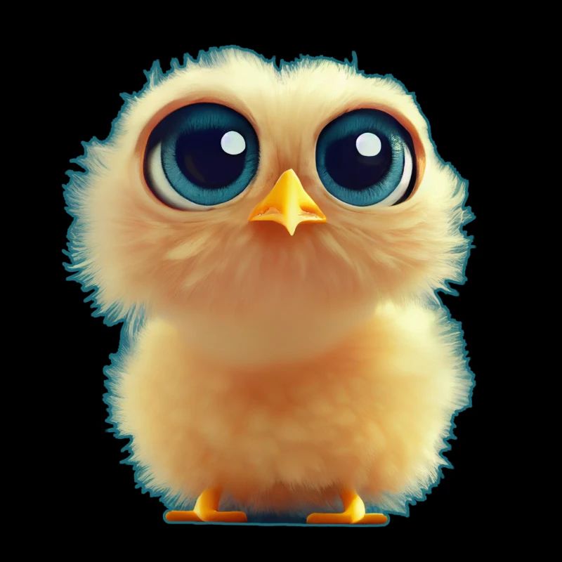 Poussins avec de grands yeux