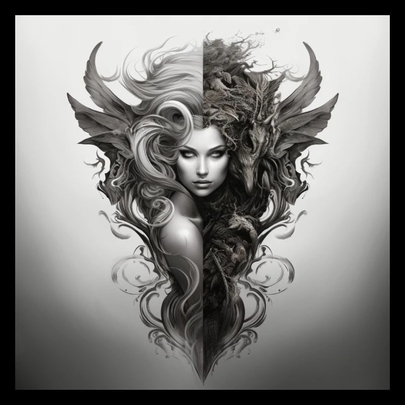 Evil Deity Demon Design Blanc Noir