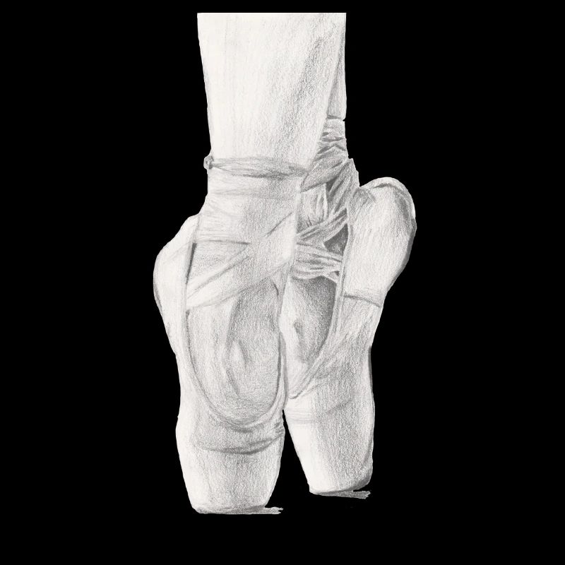 Noir et blanc Ballet Pointe Chaussures Dessin au crayon