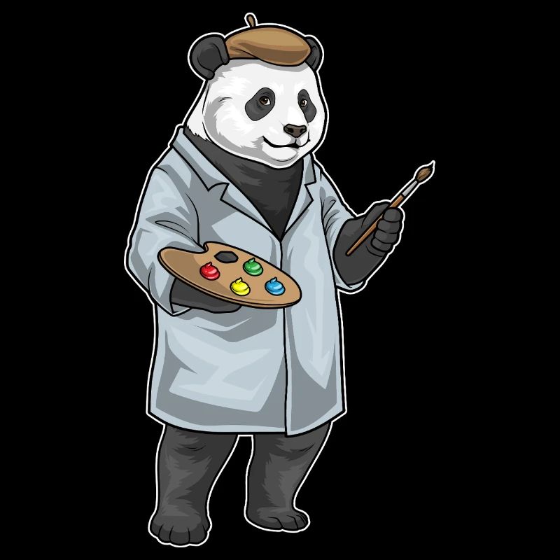 Panda Painter Brush Painting