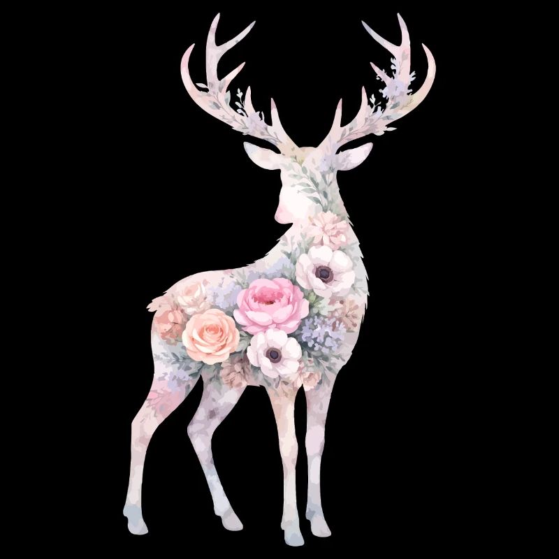 Fleurs en forme d’aquarelle de cerf
