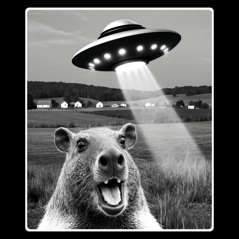 capybara Selfie With Alien UFO Funny capybara Gift