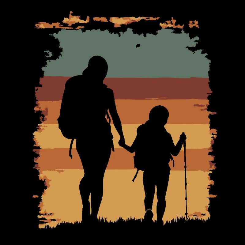 Mutter und Tochter Wandern Vintage Muttertag
