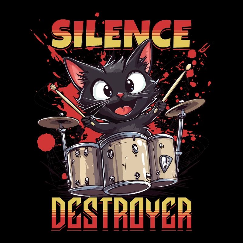 Drums Drums Silence Destroyer Cat Funny