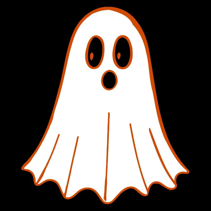 Ghost Cartoon Orange Outline