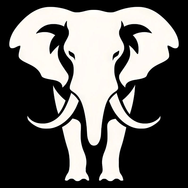 Elephant Silhouette White Logo