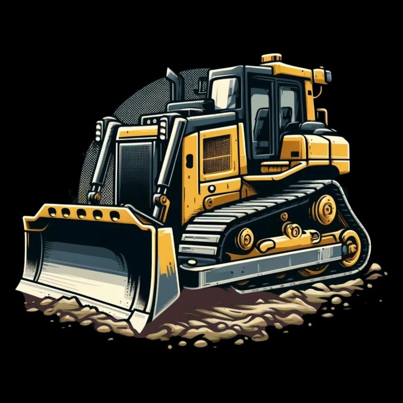 Bulldozer cool construction vehicles on the construction site