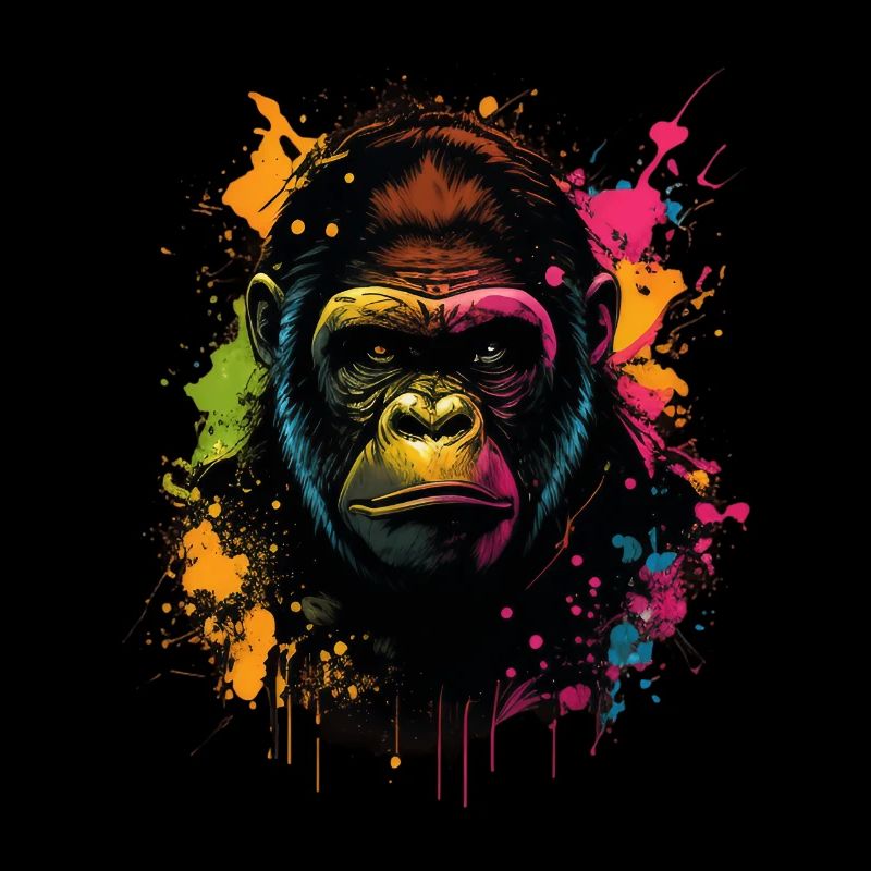 Colorful Gorilla Splash Art Expression