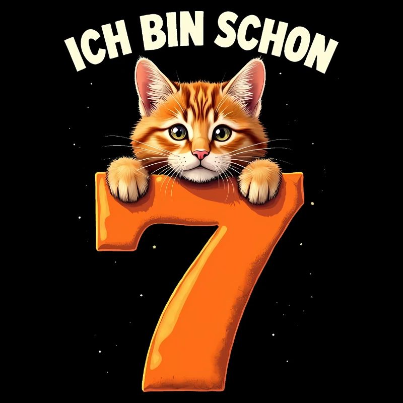 7. Geburtstag Mädchen Junge Katze Ich Bin Schon