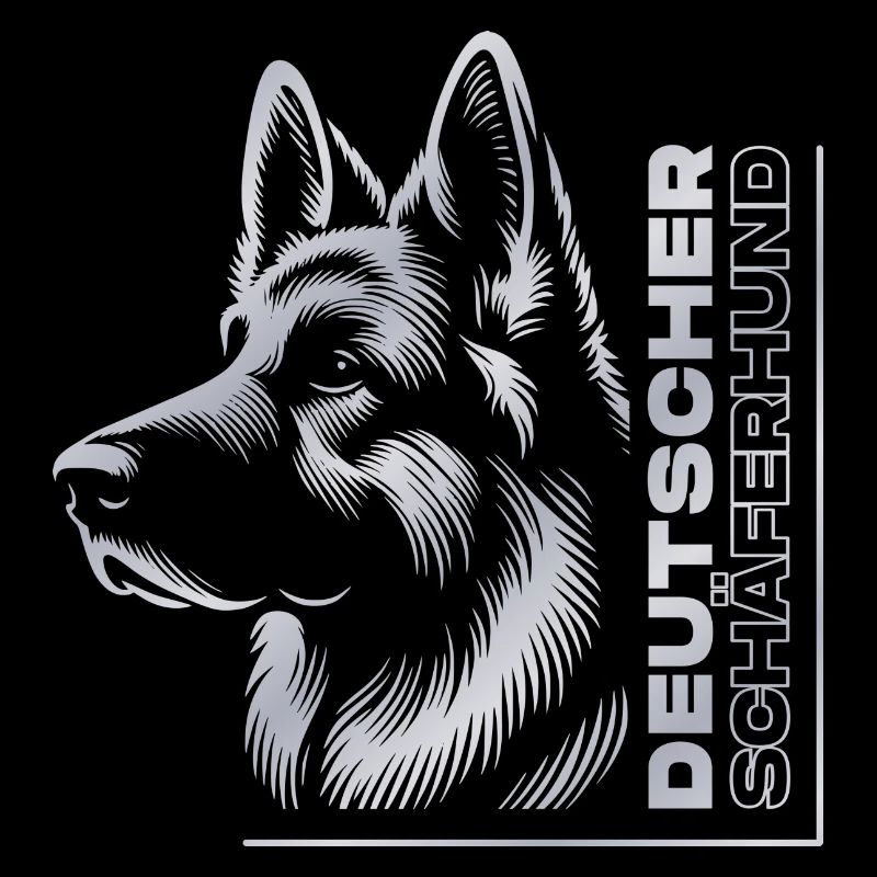 German Shepherd Drawing Head Silver