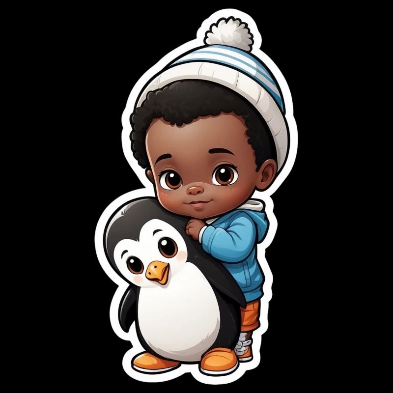 Enfant mignon avec illustration de pingouin