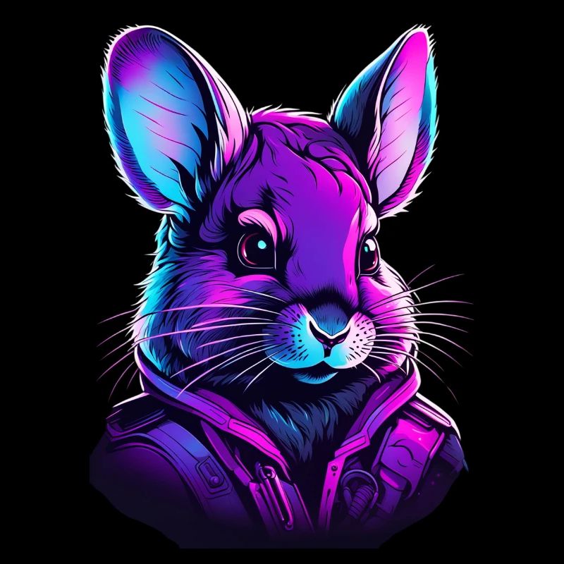Neon Feline Astronaut Illustration
