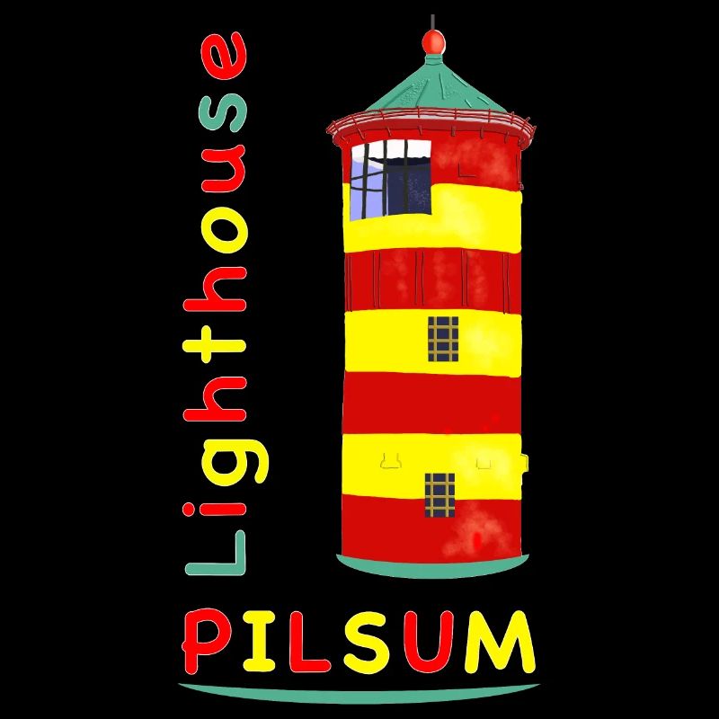 Pilsum lighthouse, landmark, drawing.