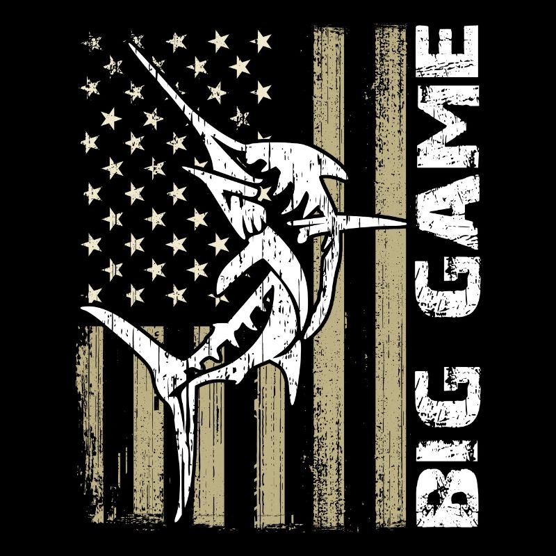 Springender Marlin mit US Flagge Hochseefischen