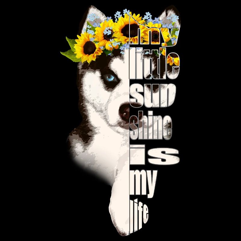 Husky with sunflower wreath