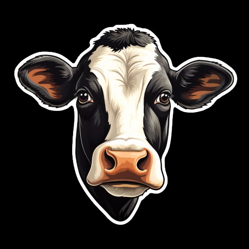 Cow's head, black and white spotted Holstein cattle