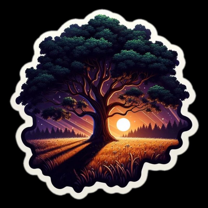 Sonnenuntergangsbaum Sticker