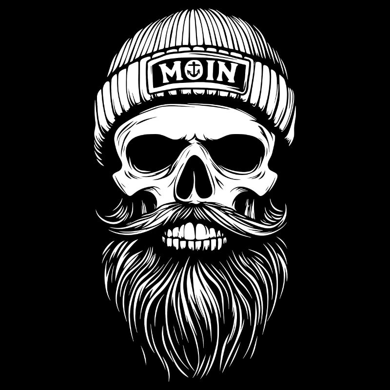 Moin - Totenkopf mit Bart - Seemann Geschenk
