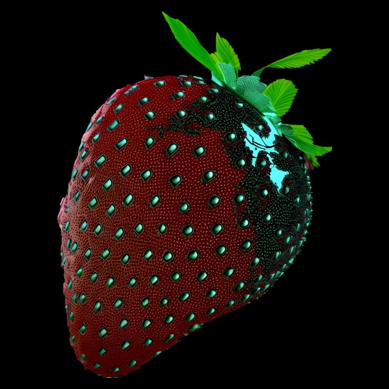 Erdbeere, technisch, Hightech, illustration