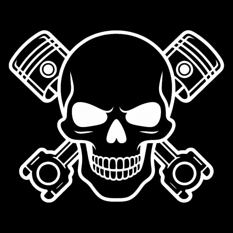 Skull with piston cross
