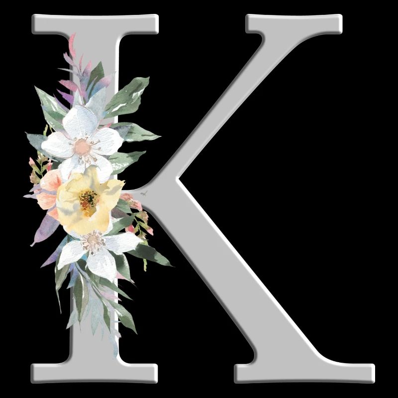 Monogramme personnalisable Aquarelle Florale K