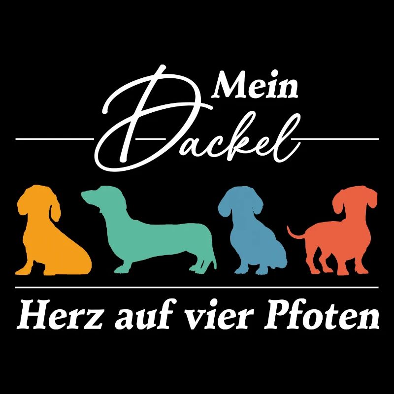 Dackel Herz auf vier Pfoten. Dackelsilhouetten