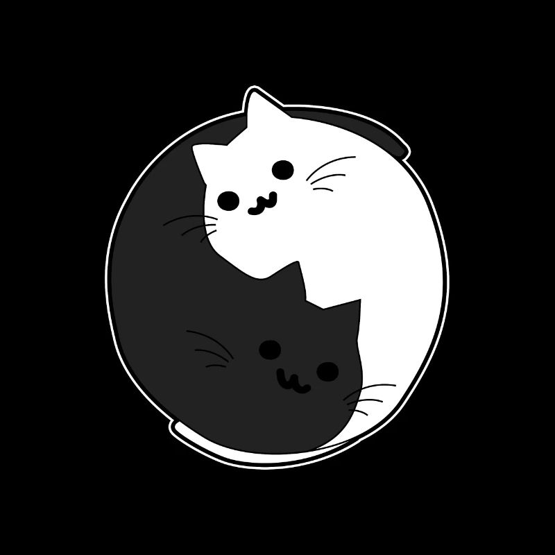 Cats Yin Yang - black and white cat