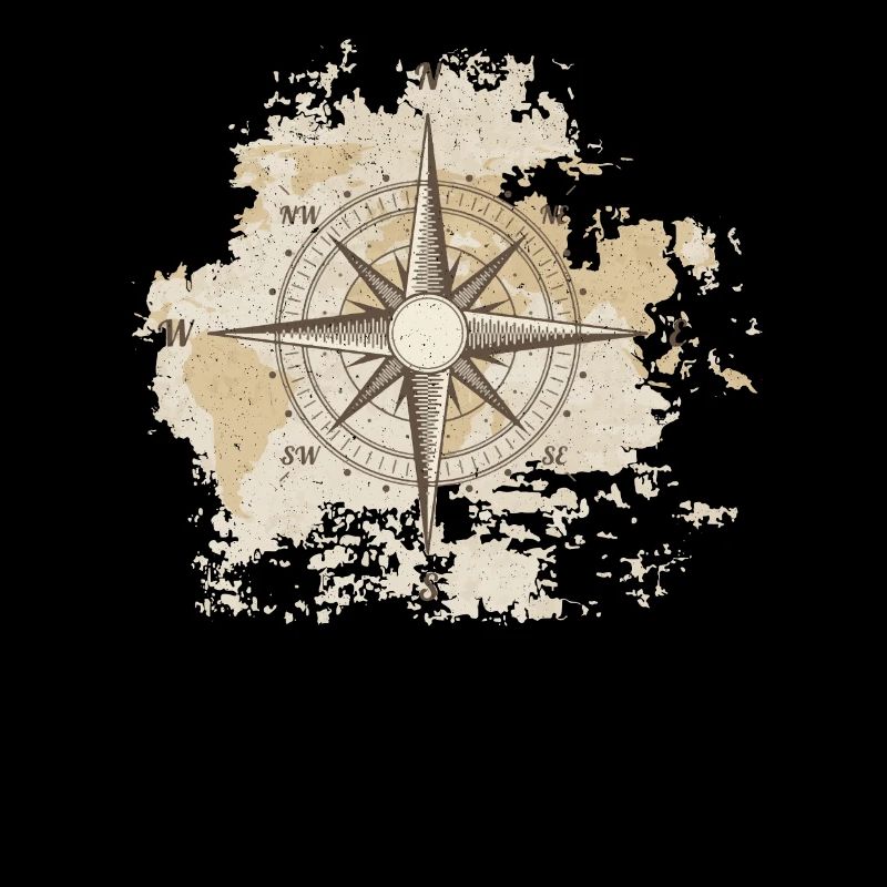 Tattered Old World Map Compass