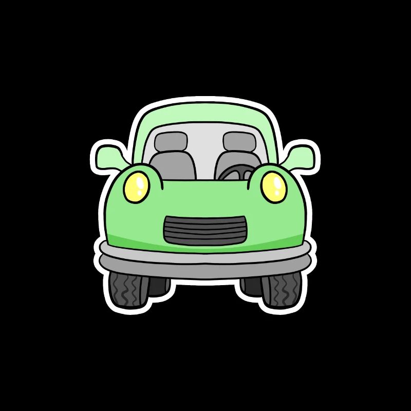 Vue frontale joyeuse de chariot vert