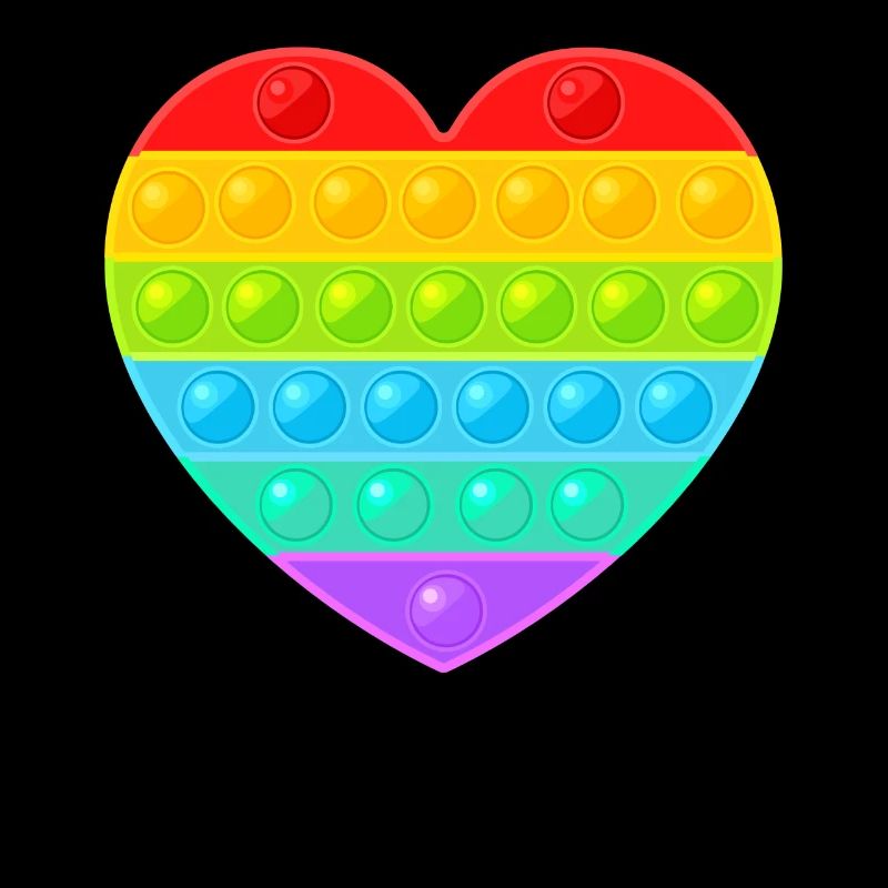 Pop It Popit Heart Arc-en-ciel coloré