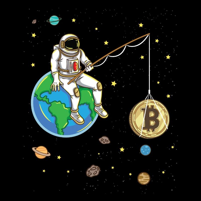 Un astronaute pêche Bitcoin Moon Crypto-monnaie