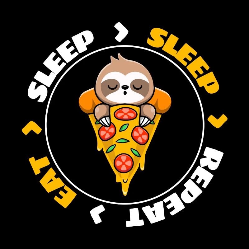 Sloth Pizza Manger Dormir Dormir Répéter