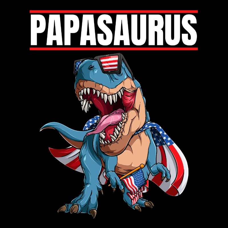 Papasaurus Patriotic Dinosaur Papa With Flag Cape