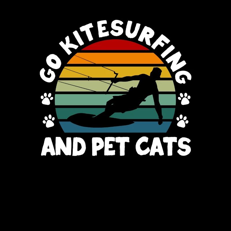 Kitesurfer Cat Funny Kiteboarding Go Kitesurf